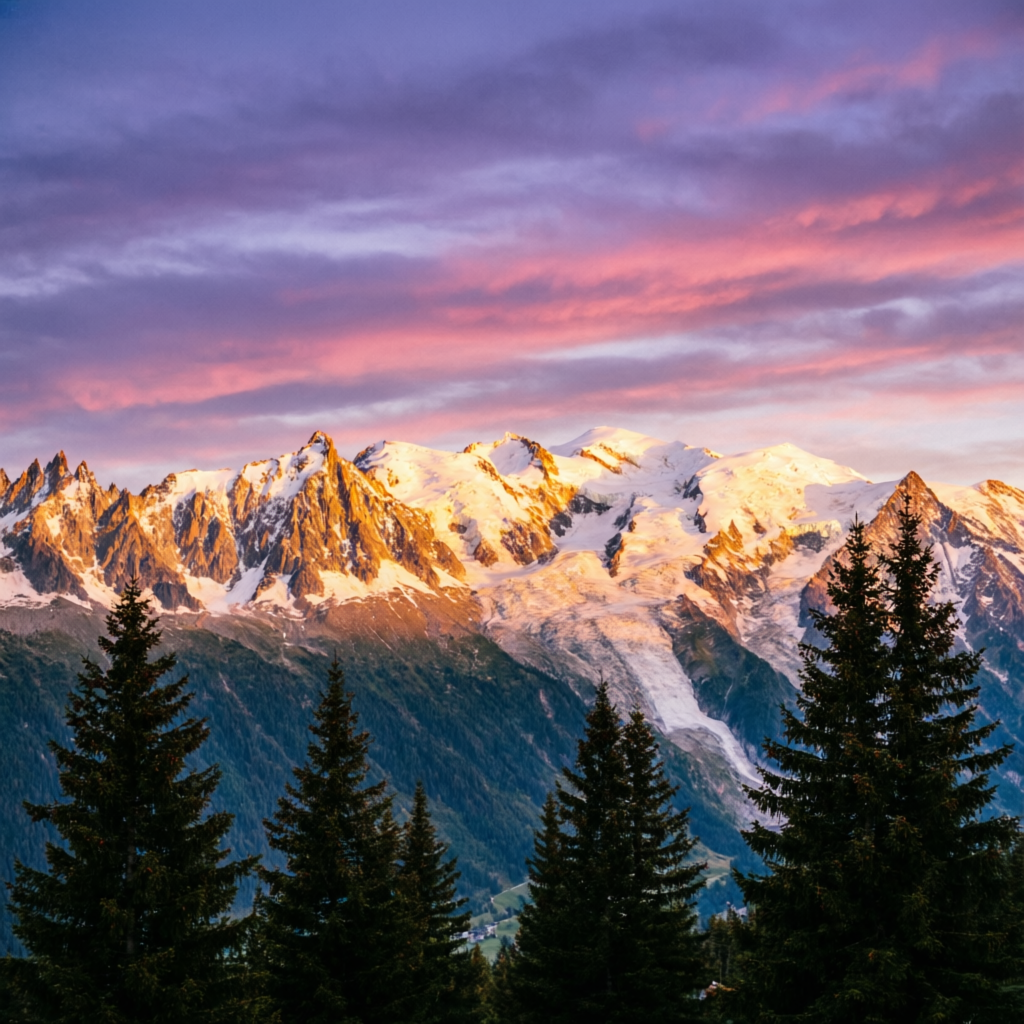 Bergpanorama bei Sonnenuntergang